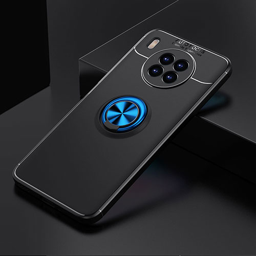 Ultra-thin Silicone Gel Soft Case Cover with Magnetic Finger Ring Stand SD2 for Huawei Nova 8i Blue and Black