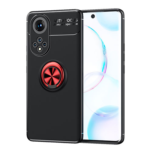 Ultra-thin Silicone Gel Soft Case Cover with Magnetic Finger Ring Stand SD2 for Huawei Nova 9 Red and Black