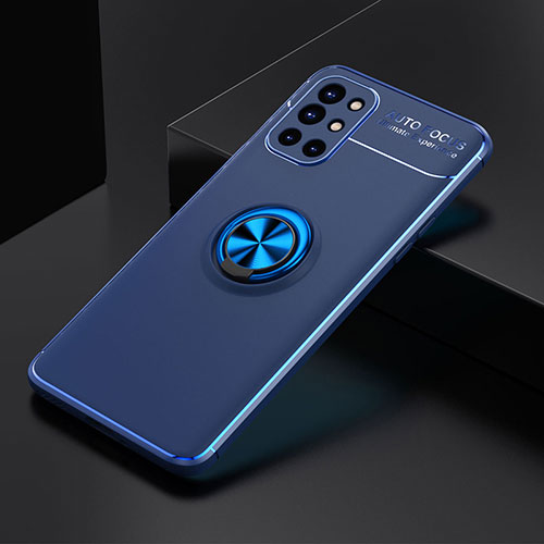 Ultra-thin Silicone Gel Soft Case Cover with Magnetic Finger Ring Stand SD2 for OnePlus 9R 5G Blue