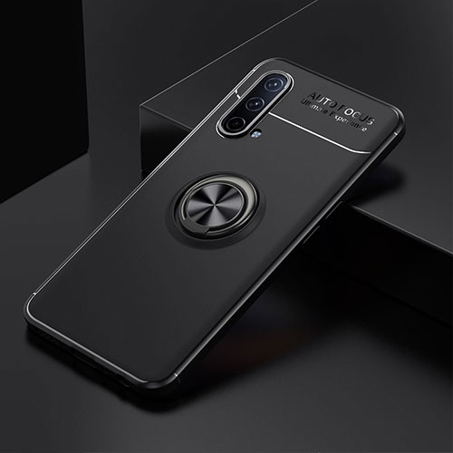 Ultra-thin Silicone Gel Soft Case Cover with Magnetic Finger Ring Stand SD2 for OnePlus Nord CE 5G Black