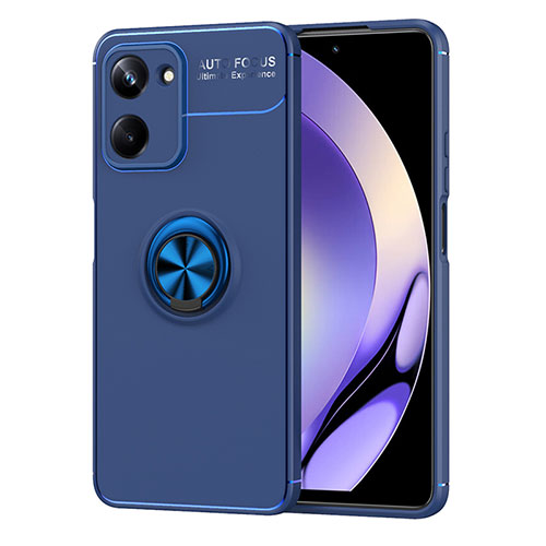 Ultra-thin Silicone Gel Soft Case Cover with Magnetic Finger Ring Stand SD2 for Realme 10 Pro 5G Blue