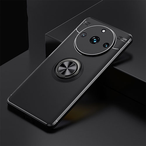 Ultra-thin Silicone Gel Soft Case Cover with Magnetic Finger Ring Stand SD2 for Realme 11 Pro 5G Black