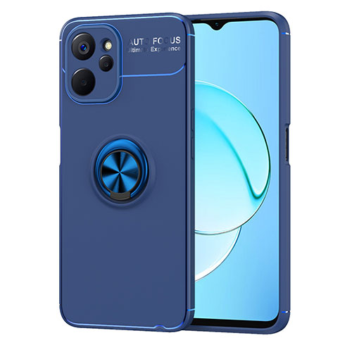 Ultra-thin Silicone Gel Soft Case Cover with Magnetic Finger Ring Stand SD2 for Realme 9i 5G Blue