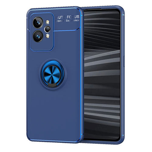 Ultra-thin Silicone Gel Soft Case Cover with Magnetic Finger Ring Stand SD2 for Realme GT2 Pro 5G Blue