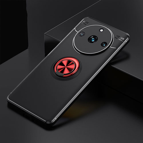 Ultra-thin Silicone Gel Soft Case Cover with Magnetic Finger Ring Stand SD2 for Realme Narzo 60 Pro 5G Red and Black