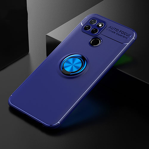 Ultra-thin Silicone Gel Soft Case Cover with Magnetic Finger Ring Stand SD2 for Realme Q2i 5G Blue