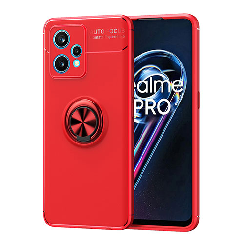 Ultra-thin Silicone Gel Soft Case Cover with Magnetic Finger Ring Stand SD2 for Realme Q5 5G Red