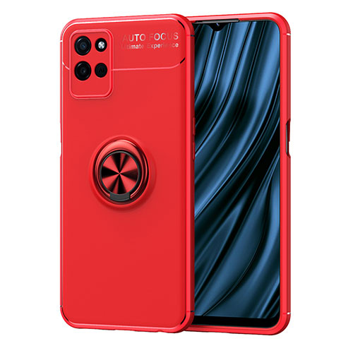 Ultra-thin Silicone Gel Soft Case Cover with Magnetic Finger Ring Stand SD2 for Realme V11 5G Red