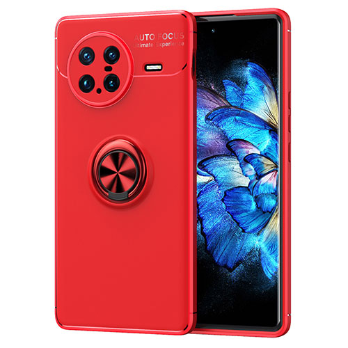 Ultra-thin Silicone Gel Soft Case Cover with Magnetic Finger Ring Stand SD2 for Vivo X Note Red