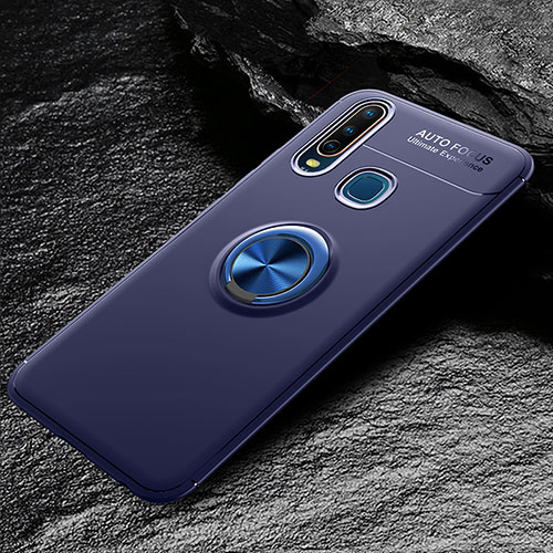 Ultra-thin Silicone Gel Soft Case Cover with Magnetic Finger Ring Stand SD2 for Vivo Y11 Blue