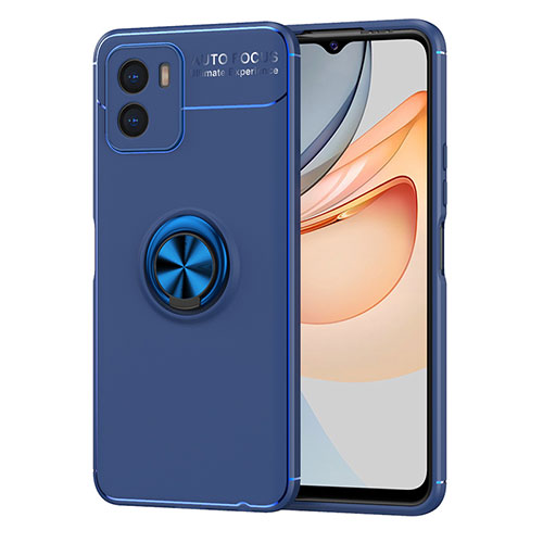 Ultra-thin Silicone Gel Soft Case Cover with Magnetic Finger Ring Stand SD2 for Vivo Y15C Blue