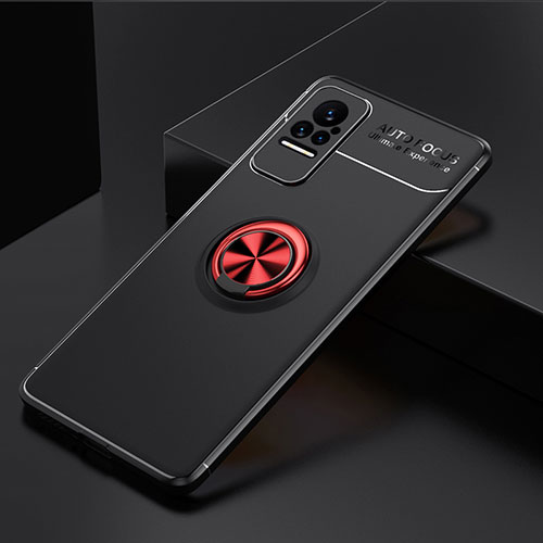 Ultra-thin Silicone Gel Soft Case Cover with Magnetic Finger Ring Stand SD2 for Xiaomi Civi 5G Red and Black