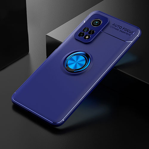 Ultra-thin Silicone Gel Soft Case Cover with Magnetic Finger Ring Stand SD2 for Xiaomi Mi 10T Pro 5G Blue