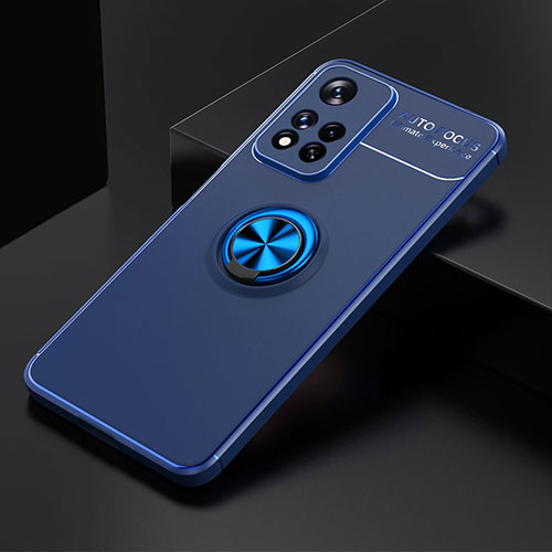 Ultra-thin Silicone Gel Soft Case Cover with Magnetic Finger Ring Stand SD2 for Xiaomi Mi 11i 5G (2022) Blue