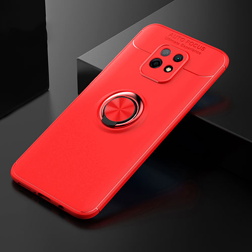 Ultra-thin Silicone Gel Soft Case Cover with Magnetic Finger Ring Stand SD2 for Xiaomi Redmi 10X 5G Red