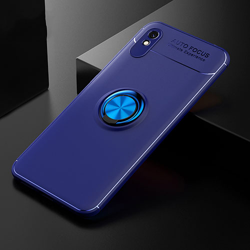 Ultra-thin Silicone Gel Soft Case Cover with Magnetic Finger Ring Stand SD2 for Xiaomi Redmi 9A Blue