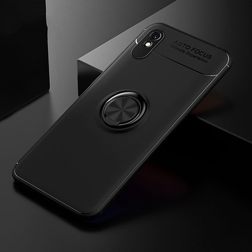 Ultra-thin Silicone Gel Soft Case Cover with Magnetic Finger Ring Stand SD2 for Xiaomi Redmi 9i Black