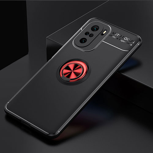 Ultra-thin Silicone Gel Soft Case Cover with Magnetic Finger Ring Stand SD2 for Xiaomi Redmi K40 Pro 5G Red and Black