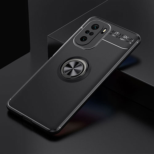 Ultra-thin Silicone Gel Soft Case Cover with Magnetic Finger Ring Stand SD2 for Xiaomi Redmi K40 Pro+ Plus 5G Black