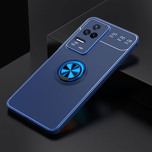 Ultra-thin Silicone Gel Soft Case Cover with Magnetic Finger Ring Stand SD2 for Xiaomi Redmi K50 5G Blue