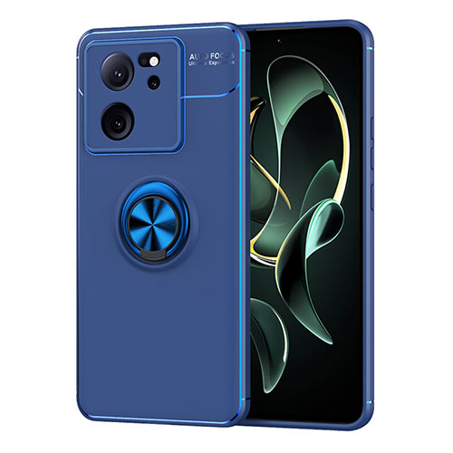 Ultra-thin Silicone Gel Soft Case Cover with Magnetic Finger Ring Stand SD2 for Xiaomi Redmi K60 Ultra 5G Blue