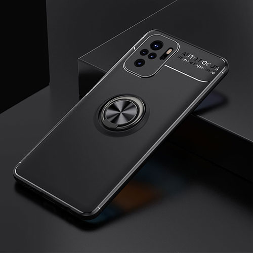 Ultra-thin Silicone Gel Soft Case Cover with Magnetic Finger Ring Stand SD2 for Xiaomi Redmi Note 10S 4G Black