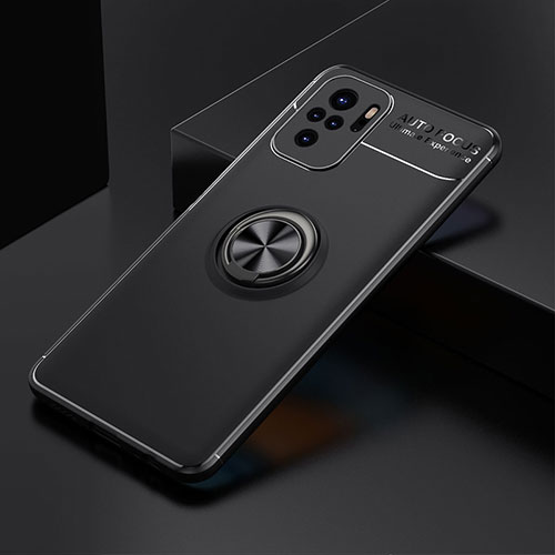 Ultra-thin Silicone Gel Soft Case Cover with Magnetic Finger Ring Stand SD2 for Xiaomi Redmi Note 11 SE India 4G Black