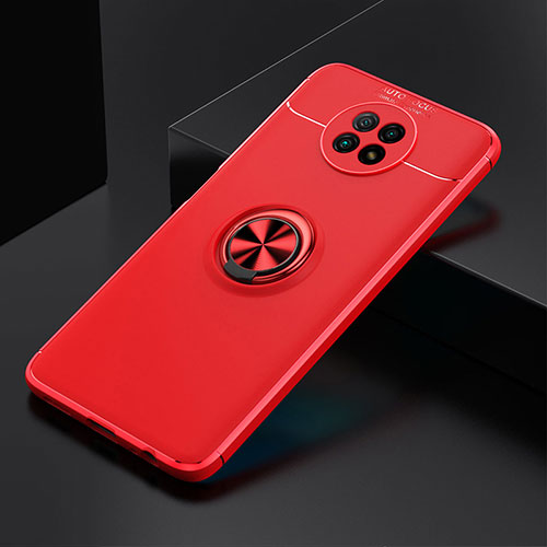 Ultra-thin Silicone Gel Soft Case Cover with Magnetic Finger Ring Stand SD2 for Xiaomi Redmi Note 9T 5G Red