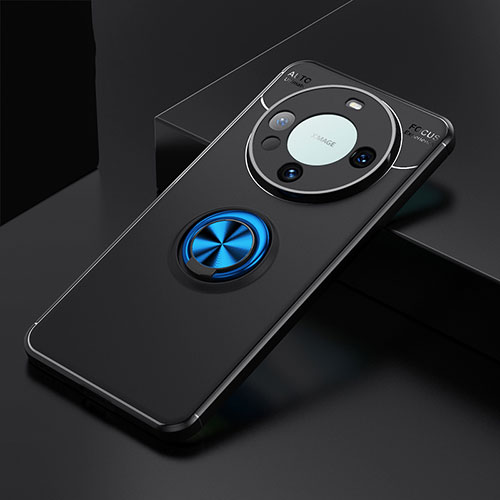 Ultra-thin Silicone Gel Soft Case Cover with Magnetic Finger Ring Stand SD3 for Huawei Mate 60 Blue and Black