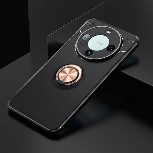 Ultra-thin Silicone Gel Soft Case Cover with Magnetic Finger Ring Stand SD3 for Huawei Mate 60 Gold and Black