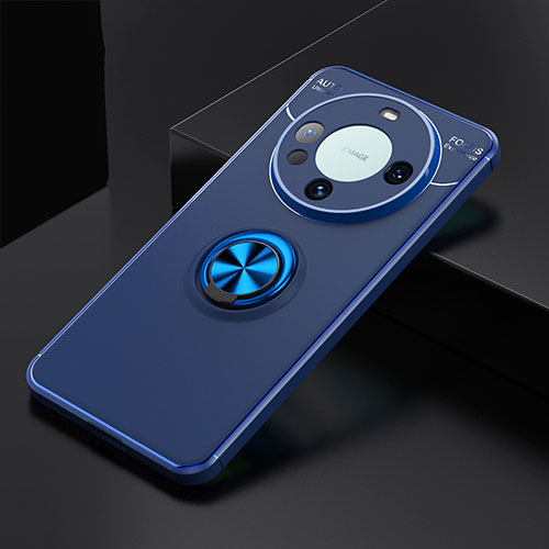 Ultra-thin Silicone Gel Soft Case Cover with Magnetic Finger Ring Stand SD3 for Huawei Mate 60 Pro Blue