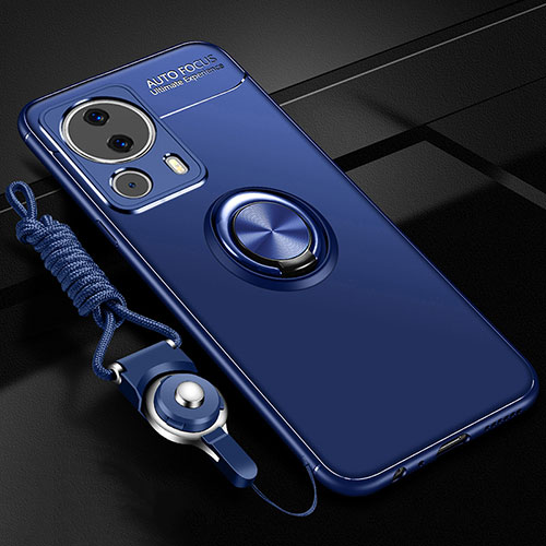 Ultra-thin Silicone Gel Soft Case Cover with Magnetic Finger Ring Stand SD3 for Xiaomi Mi 12 Lite NE 5G Blue