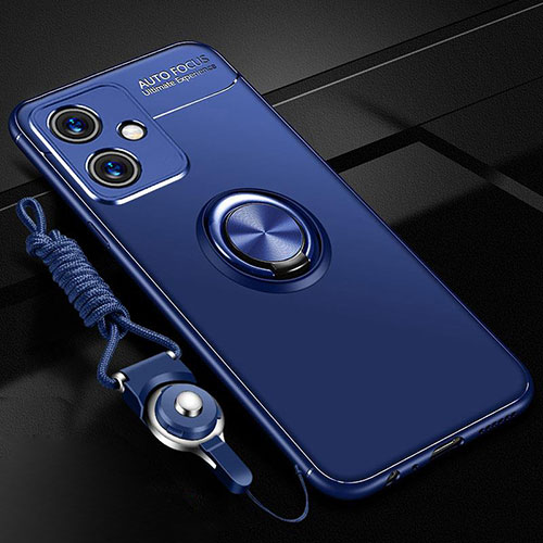 Ultra-thin Silicone Gel Soft Case Cover with Magnetic Finger Ring Stand SD3 for Xiaomi Redmi Note 12R Pro 5G Blue