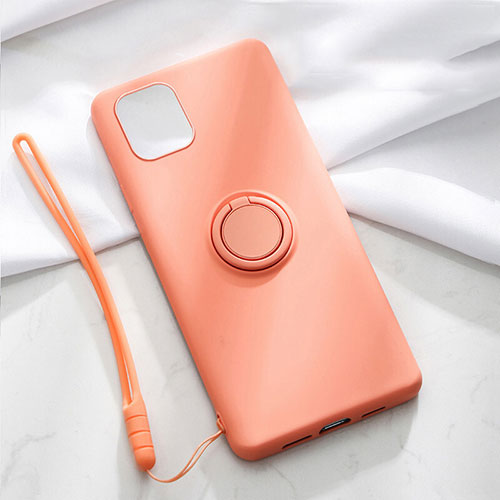 Ultra-thin Silicone Gel Soft Case Cover with Magnetic Finger Ring Stand T01 for Apple iPhone 11 Orange