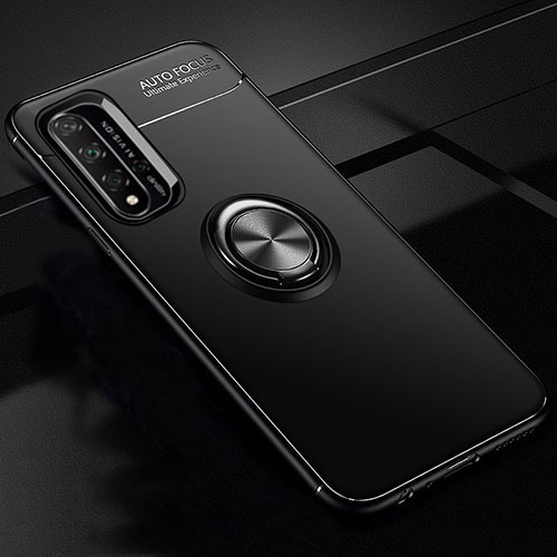 Ultra-thin Silicone Gel Soft Case Cover with Magnetic Finger Ring Stand T01 for Huawei Honor 20 Black