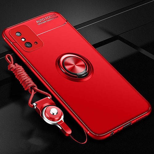 Ultra-thin Silicone Gel Soft Case Cover with Magnetic Finger Ring Stand T01 for Huawei Honor X10 Max 5G Red