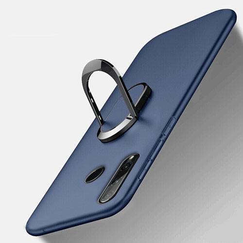 Ultra-thin Silicone Gel Soft Case Cover with Magnetic Finger Ring Stand T01 for Huawei P Smart+ Plus (2019) Blue