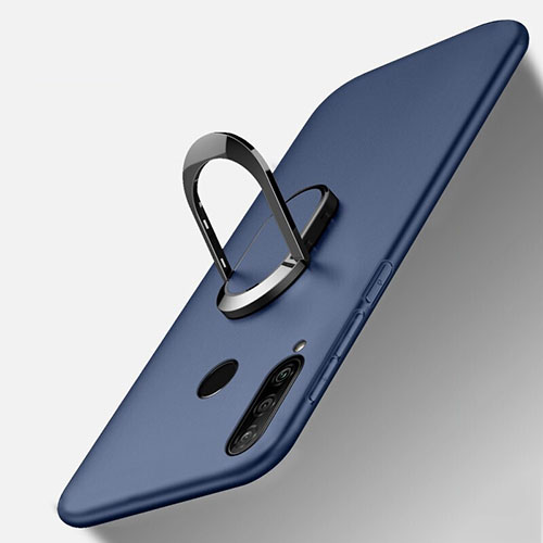 Ultra-thin Silicone Gel Soft Case Cover with Magnetic Finger Ring Stand T01 for Huawei P30 Lite XL Blue