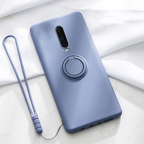 Ultra-thin Silicone Gel Soft Case Cover with Magnetic Finger Ring Stand T01 for Oppo RX17 Pro Purple