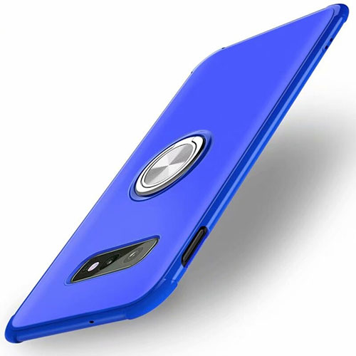 Ultra-thin Silicone Gel Soft Case Cover with Magnetic Finger Ring Stand T01 for Samsung Galaxy S10e Blue