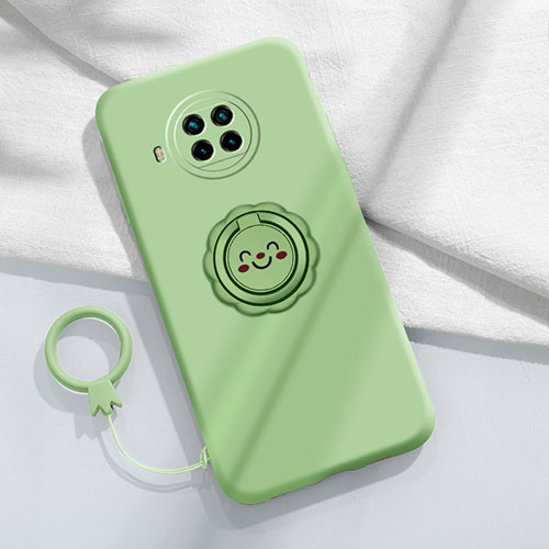 Ultra-thin Silicone Gel Soft Case Cover with Magnetic Finger Ring Stand T01 for Xiaomi Mi 10i 5G Matcha Green