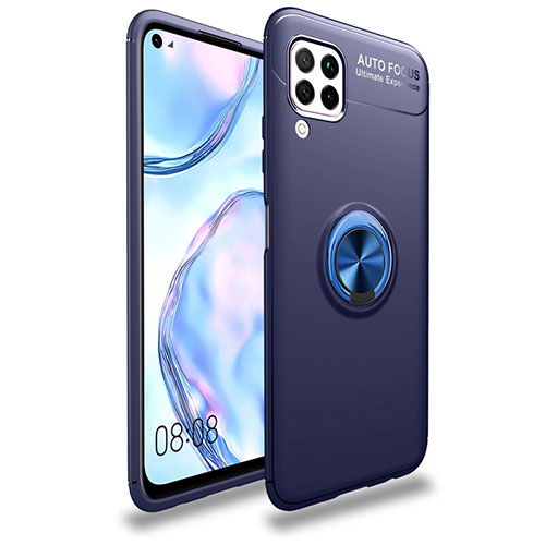 Ultra-thin Silicone Gel Soft Case Cover with Magnetic Finger Ring Stand T02 for Huawei Nova 6 SE Blue