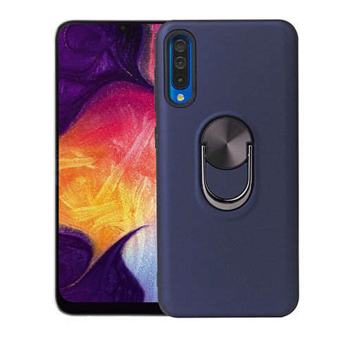 Ultra-thin Silicone Gel Soft Case Cover with Magnetic Finger Ring Stand T02 for Samsung Galaxy A90 5G Blue