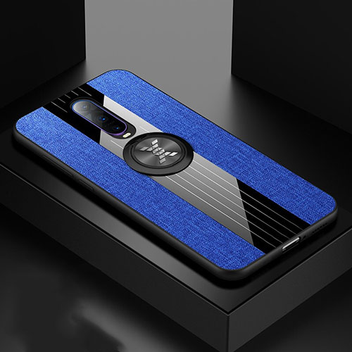 Ultra-thin Silicone Gel Soft Case Cover with Magnetic Finger Ring Stand T03 for Oppo R17 Pro Blue