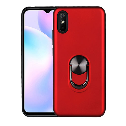 Ultra-thin Silicone Gel Soft Case Cover with Magnetic Finger Ring Stand T03 for Xiaomi Redmi 9A Red