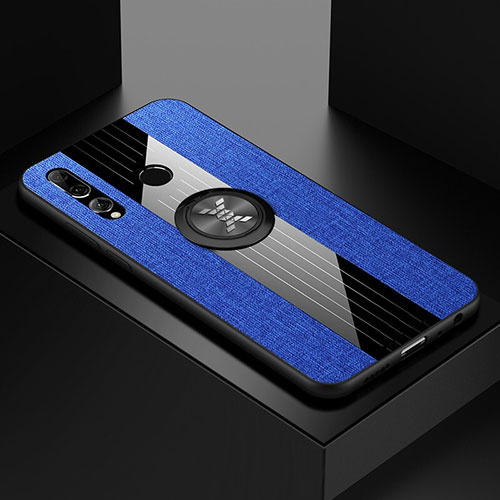 Ultra-thin Silicone Gel Soft Case Cover with Magnetic Finger Ring Stand T04 for Huawei Honor 20i Blue