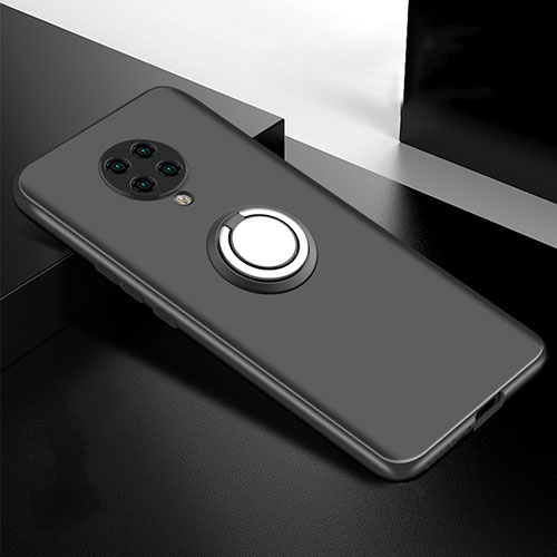 Ultra-thin Silicone Gel Soft Case Cover with Magnetic Finger Ring Stand T04 for Xiaomi Redmi K30 Pro 5G Black