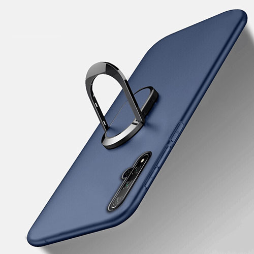 Ultra-thin Silicone Gel Soft Case Cover with Magnetic Finger Ring Stand T05 for Huawei Honor 20S Blue