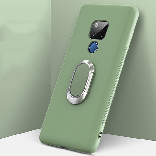 Ultra-thin Silicone Gel Soft Case Cover with Magnetic Finger Ring Stand T08 for Huawei Mate 20 X 5G Green