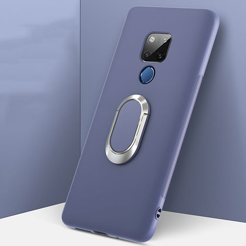 Ultra-thin Silicone Gel Soft Case Cover with Magnetic Finger Ring Stand T08 for Huawei Mate 20 X 5G Purple